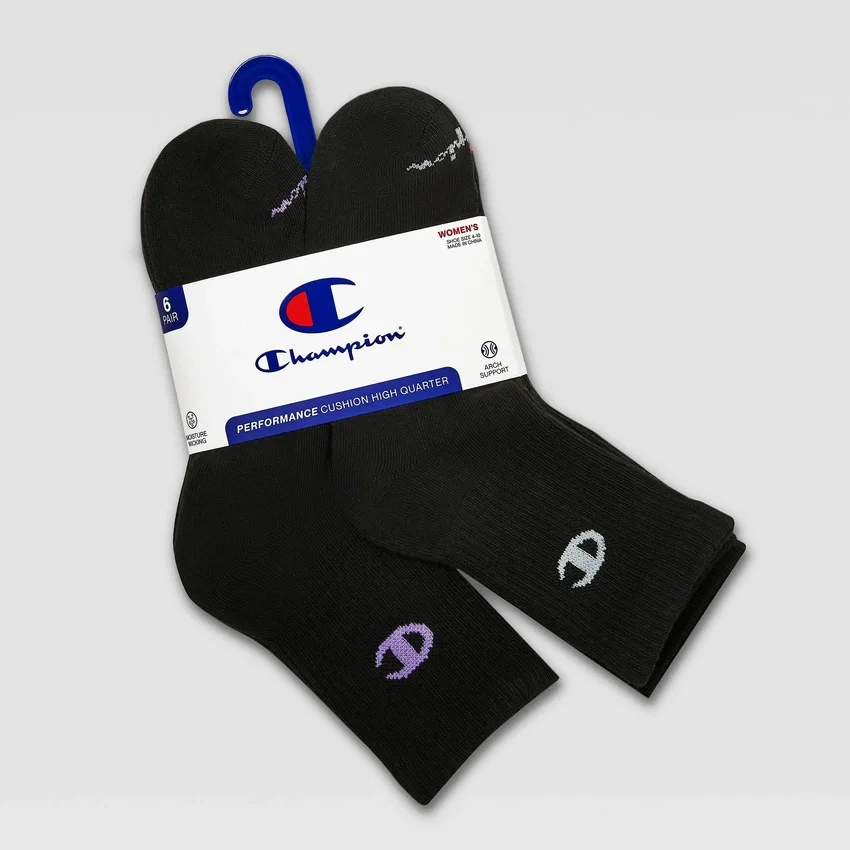 6er-Pack Damen-High-Quarter-Socken mit Polsterung