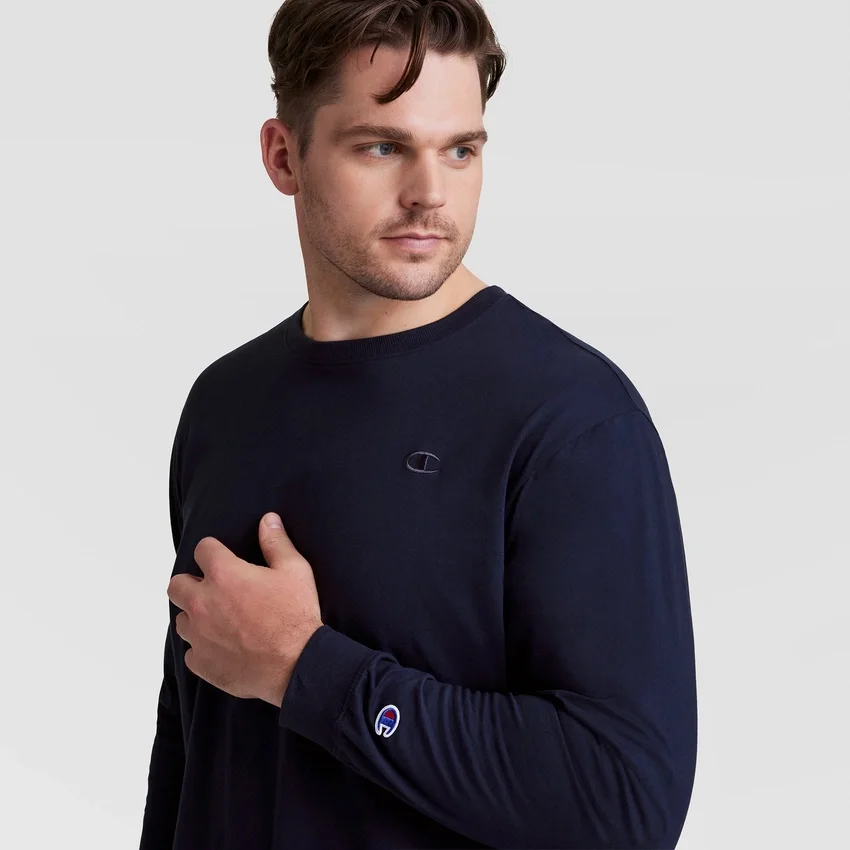 Klassisches Langarm-T-Shirt, besticktes C Logo – Big & Tall