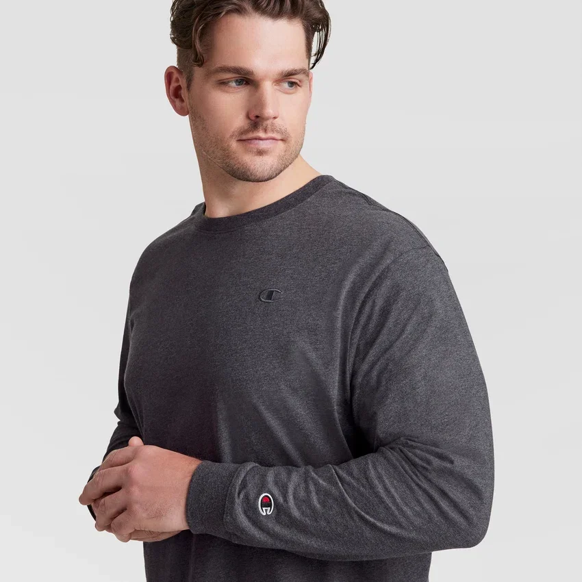 Klassisches Langarm-T-Shirt, besticktes C Logo – Big & Tall
