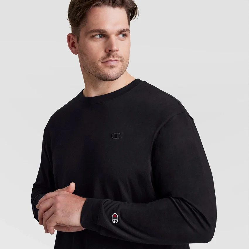 Klassisches Langarm-T-Shirt, besticktes C Logo – Big & Tall