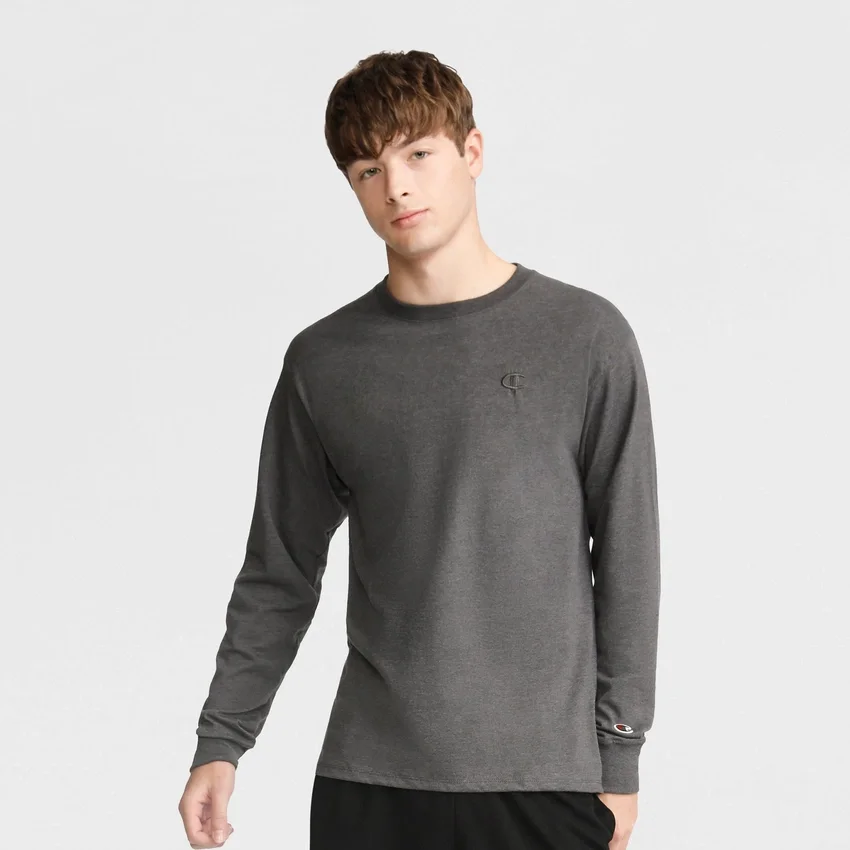 Klassisches Langarm-T-Shirt, gesticktes C Logo