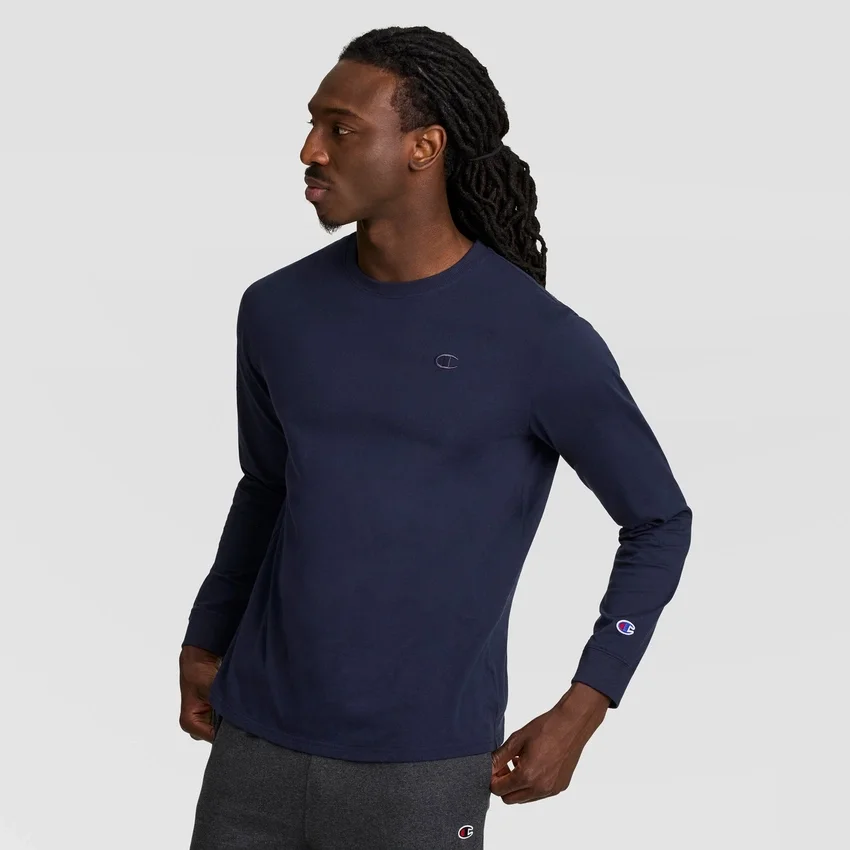 Klassisches Langarm-T-Shirt, gesticktes C Logo