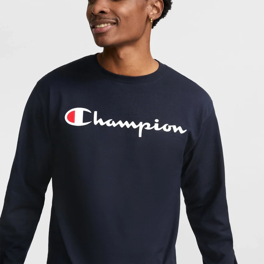 Klassisches Langarm-T-Shirt mit Grafik, Script Logo