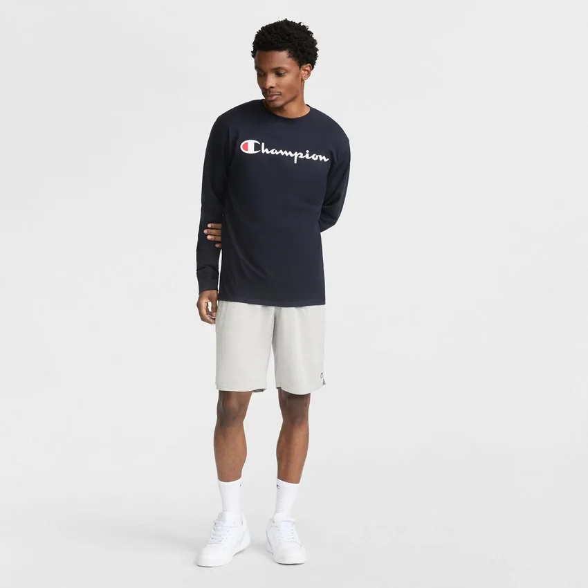 Klassisches Langarm-T-Shirt mit Grafik, Script Logo