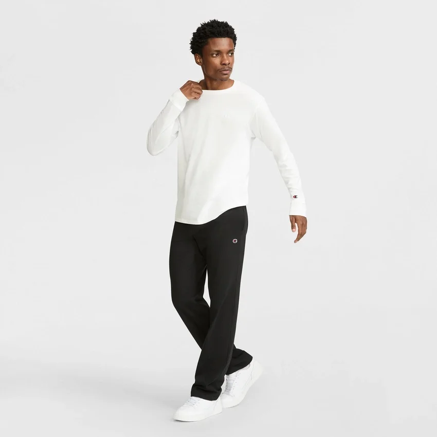 Leichte Lounge-Hose, offener Saum, C Logo