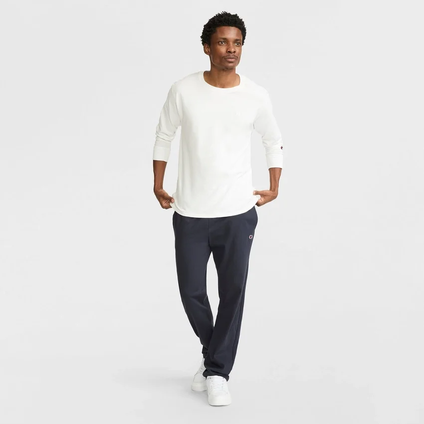 Leichte Lounge-Hose, offener Saum, C Logo