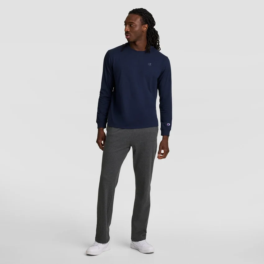 Leichte Lounge-Hose, offener Saum, C Logo