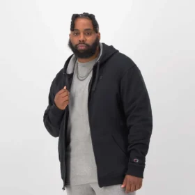 Powerblend-Hoodie mit durchgehendem Reissverschluss, C Logo – Big & Tall