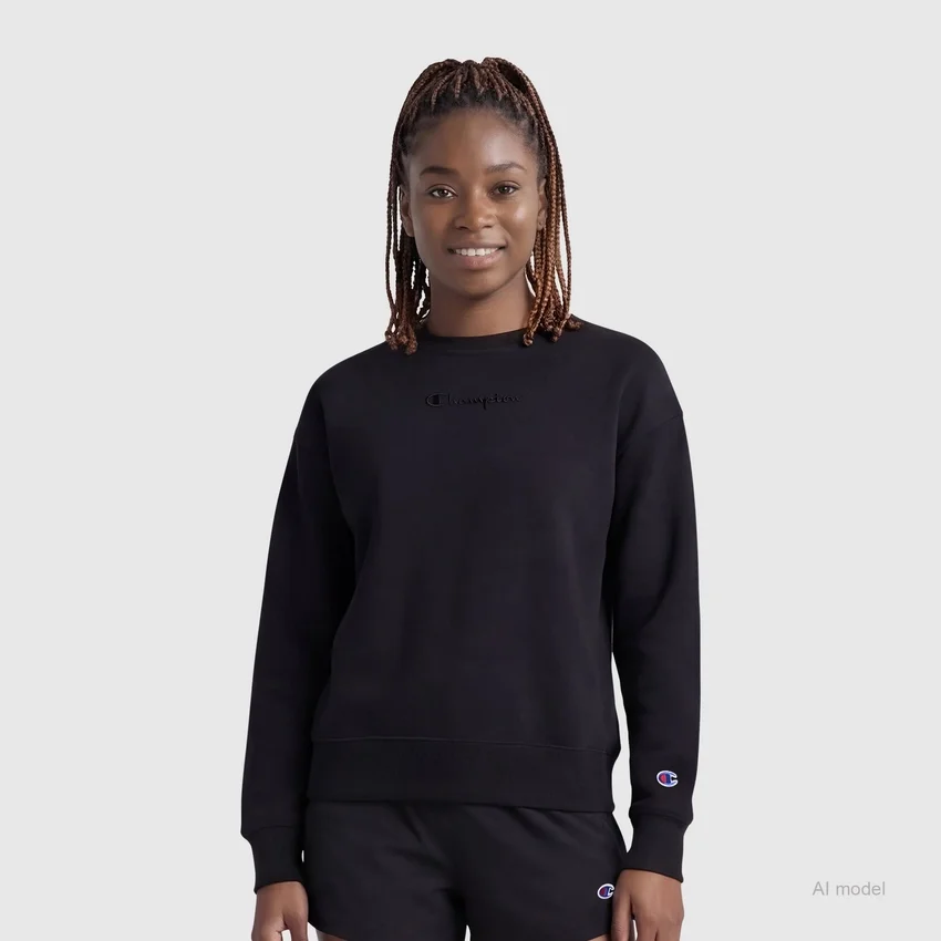 Powerblend-Sweatshirt mit Rundhalsausschnitt, gesticktes Script Logo