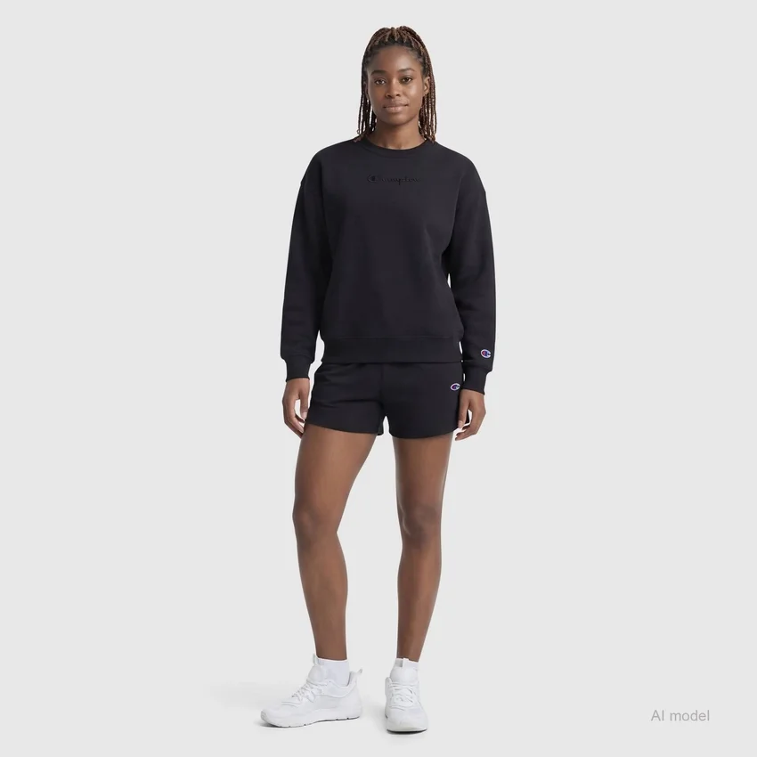 Powerblend-Sweatshirt mit Rundhalsausschnitt, gesticktes Script Logo
