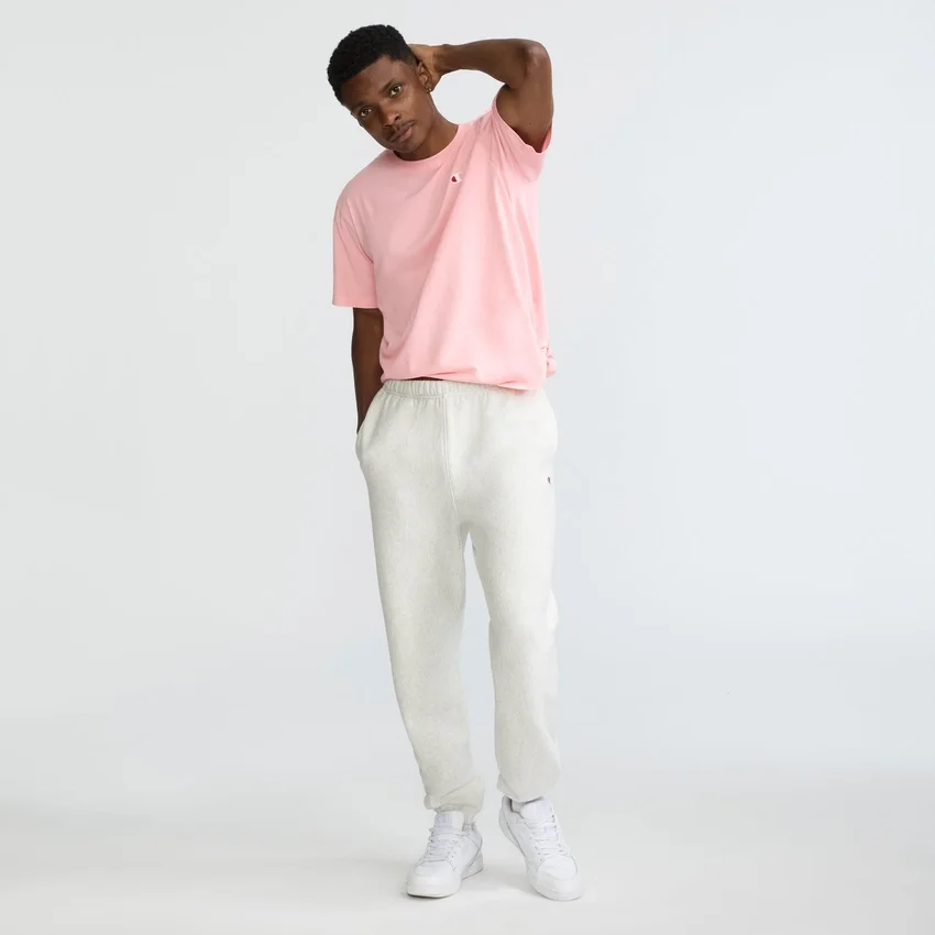 Reverse Weave Jogginghose mit kleinem Logo und gerafftem Bund