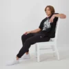 Reverse Weave Jogginghose mit kleinem Logo und gerafftem Bund