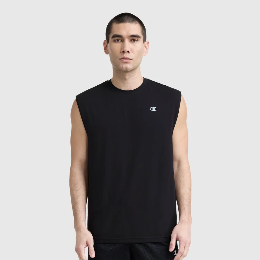 Sport-Muscle-T-Shirt mit Rundhalsausschnitt, Script Logo