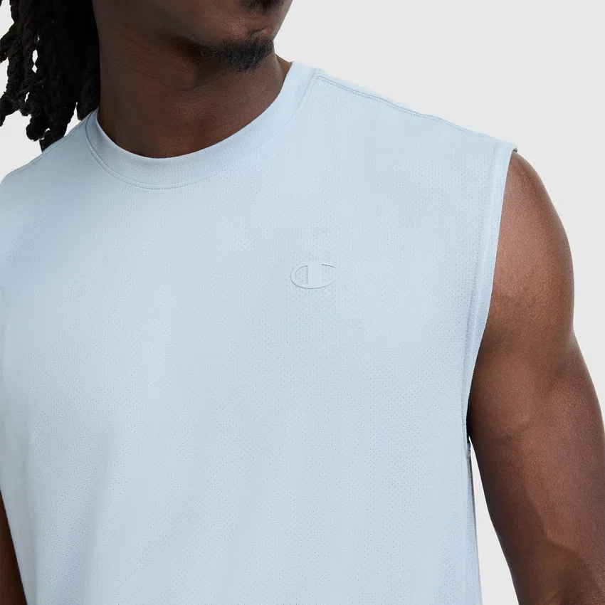 Sport-Muscle-T-Shirt mit Rundhalsausschnitt, Script Logo
