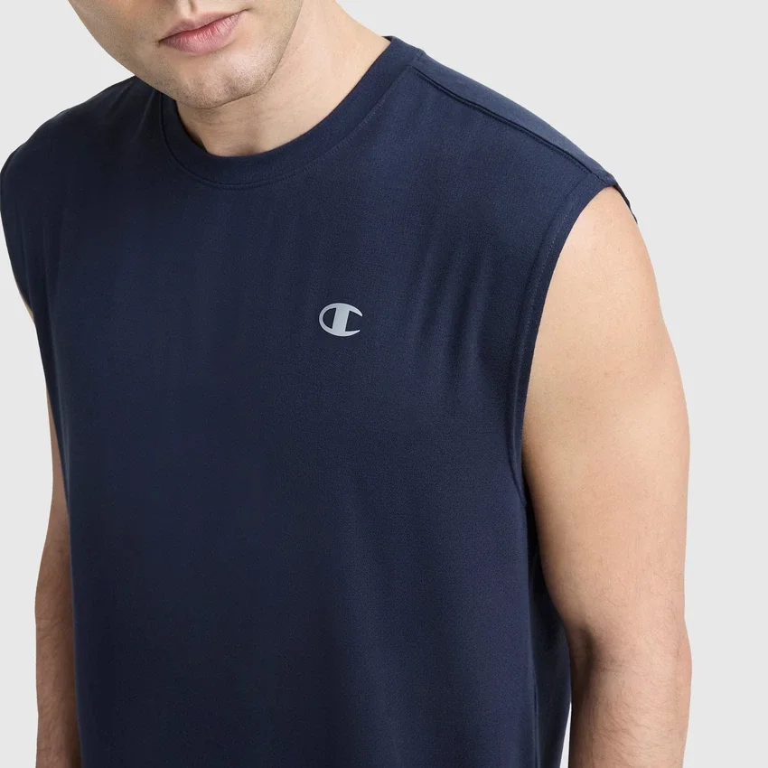 Sport-Muscle-T-Shirt mit Rundhalsausschnitt, Script Logo
