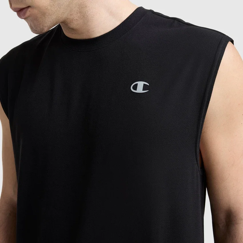 Sport-Muscle-T-Shirt mit Rundhalsausschnitt, Script Logo