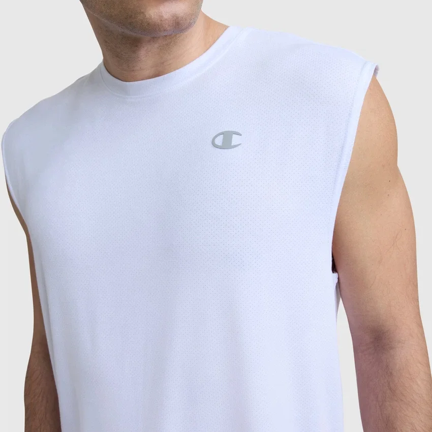 Sport-Muscle-T-Shirt mit Rundhalsausschnitt, Script Logo