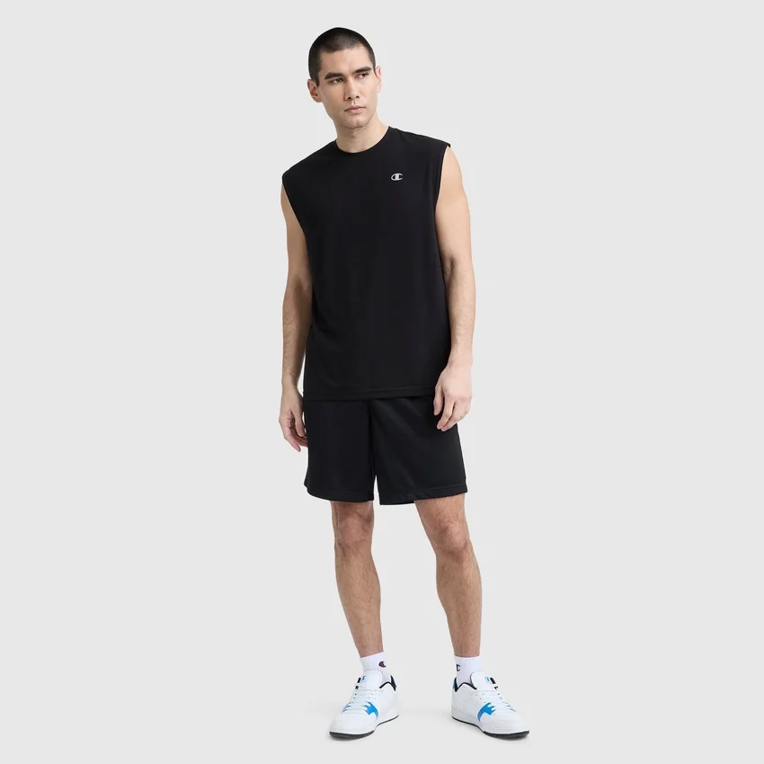 Sport-Muscle-T-Shirt mit Rundhalsausschnitt, Script Logo