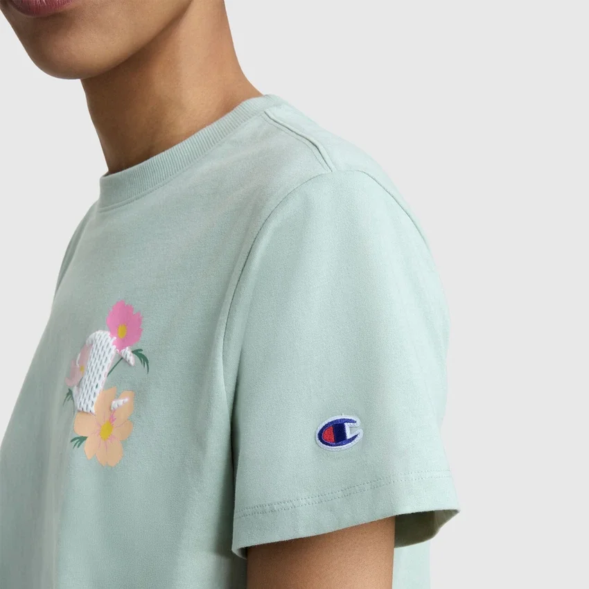 T-Shirt mit «C»-Grafik aus Mesh mit Blumenmuster, C Logo